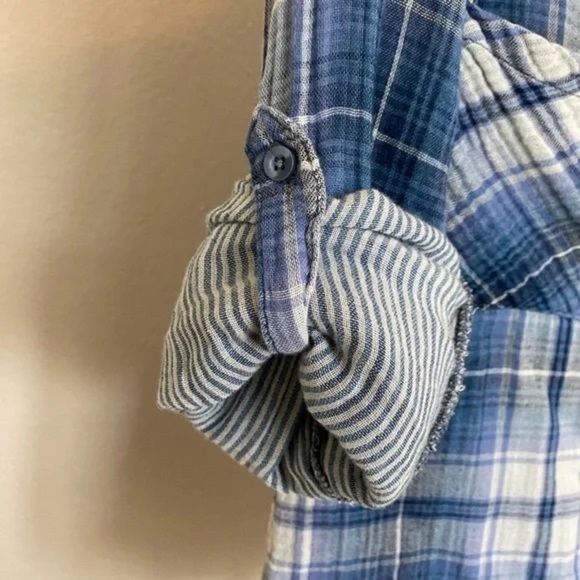 Anthro’s Cloth & Stone,Breezy Plaid Button Down Blouse,Sinfully Soft,Button Up - Picture 7 of 13